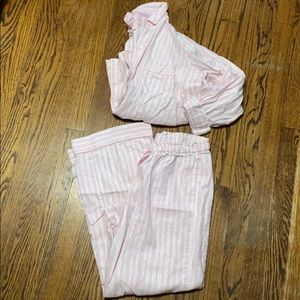 Pink and white stripe pj set